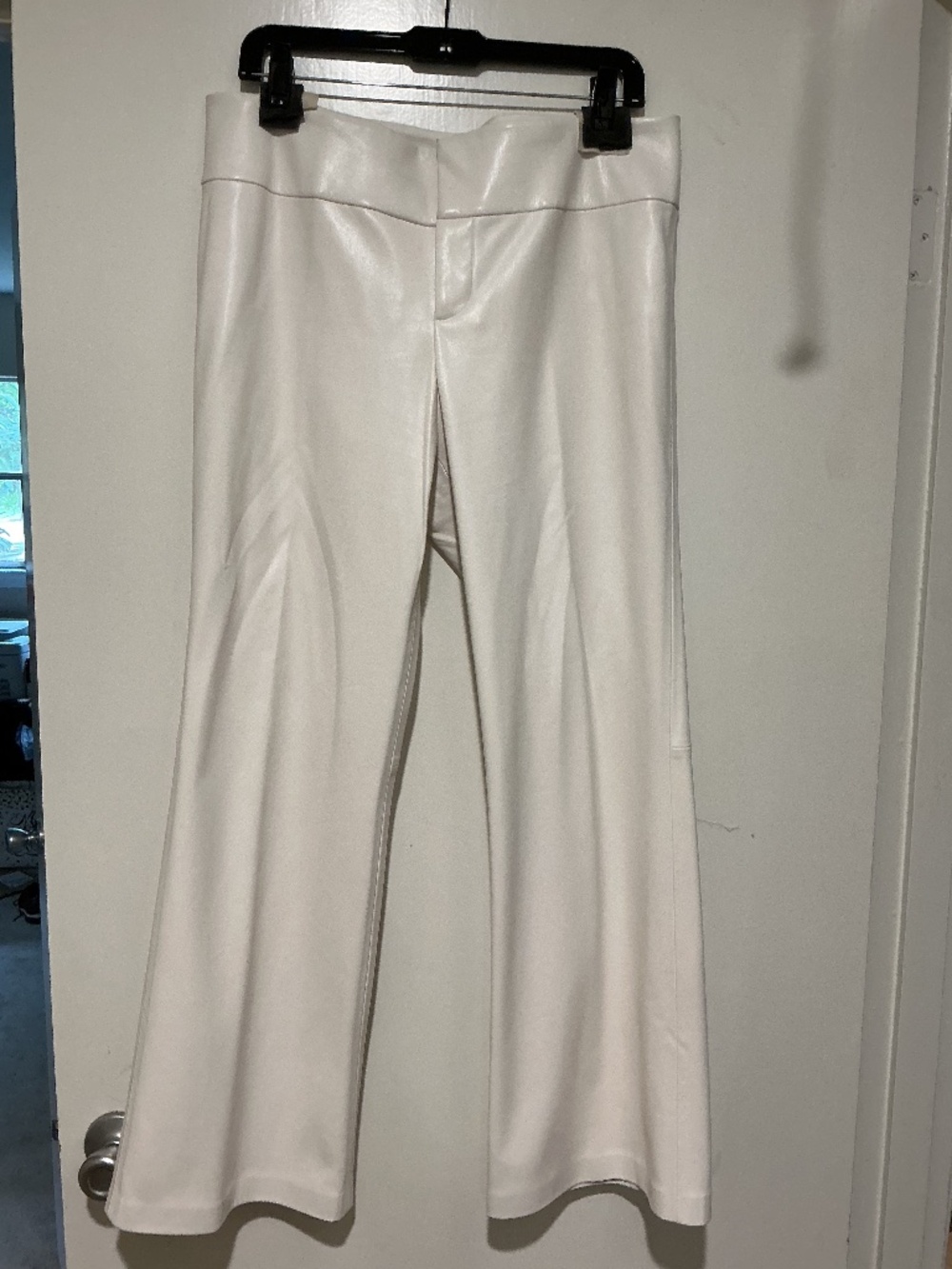 Alice and Olivia Faux Leather Pants White Size 14 Shortened